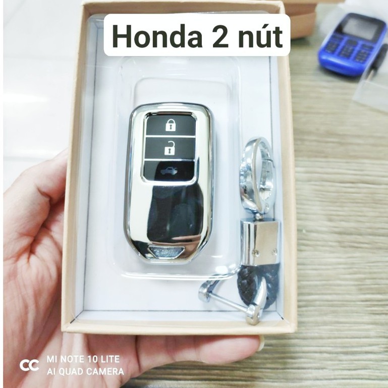 Bao Da Chìa Khóa Inox Mạ Honda Mẫu 2 nút cao Cấp