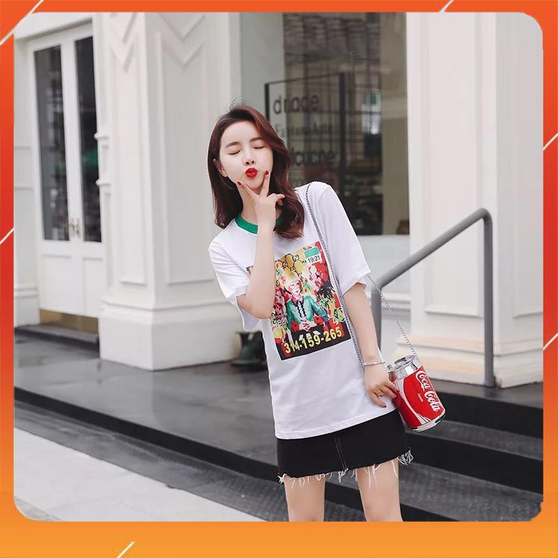 Áo thun nữ cổ tròn tay lỡ hàng quảng châu cao cấp phong cách Hàn Quốc năng động cá tính in phun 3d không bai xù AT114