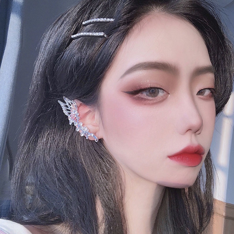 Khuyên Kẹp Vành Tai Hình Cánh Bướm Đính Đá Zircon Phong Cách Mori Cổ Tích Siêu Thơ Mộng