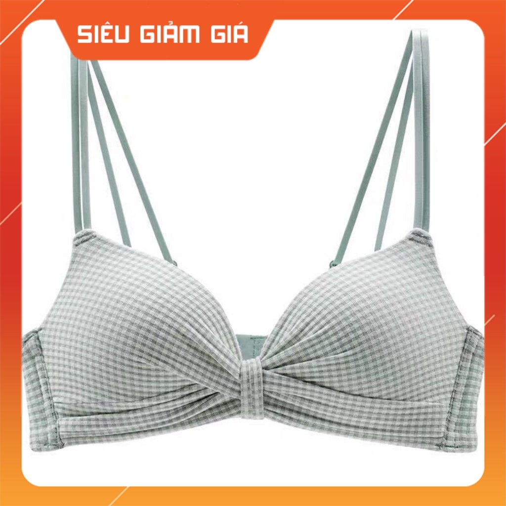 Áo lót nữ nhún nơ kẻ caro thông hơi thoáng mát