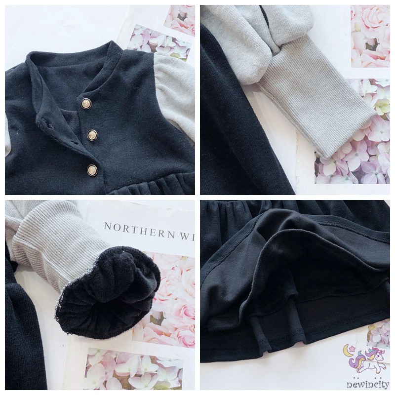 Đầm Nhung Tay Phồng Dài Phong Cách Hàn Quốc Cho Bé Gái