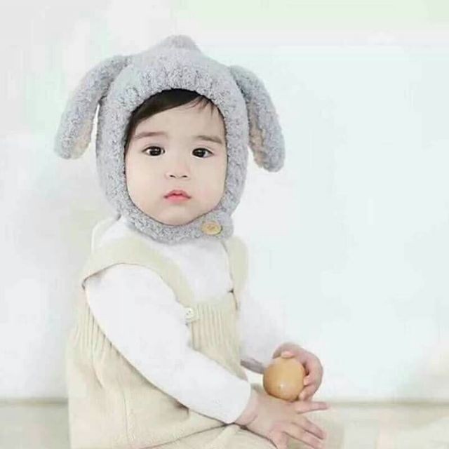 Mũ len tai cừu cài cúc đáng yêu cho bé trai bé gái 6 tháng - 3 tuổi