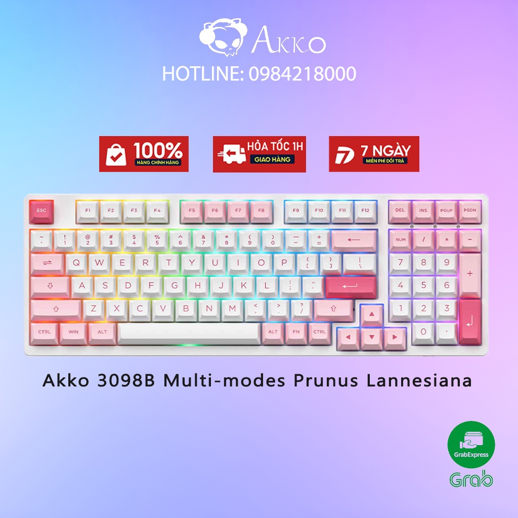 Bàn phím cơ không dây AKKO 3098B Multi-modes Prunus Lannesiana - Bảo Hành Chính Hãng 12 Tháng