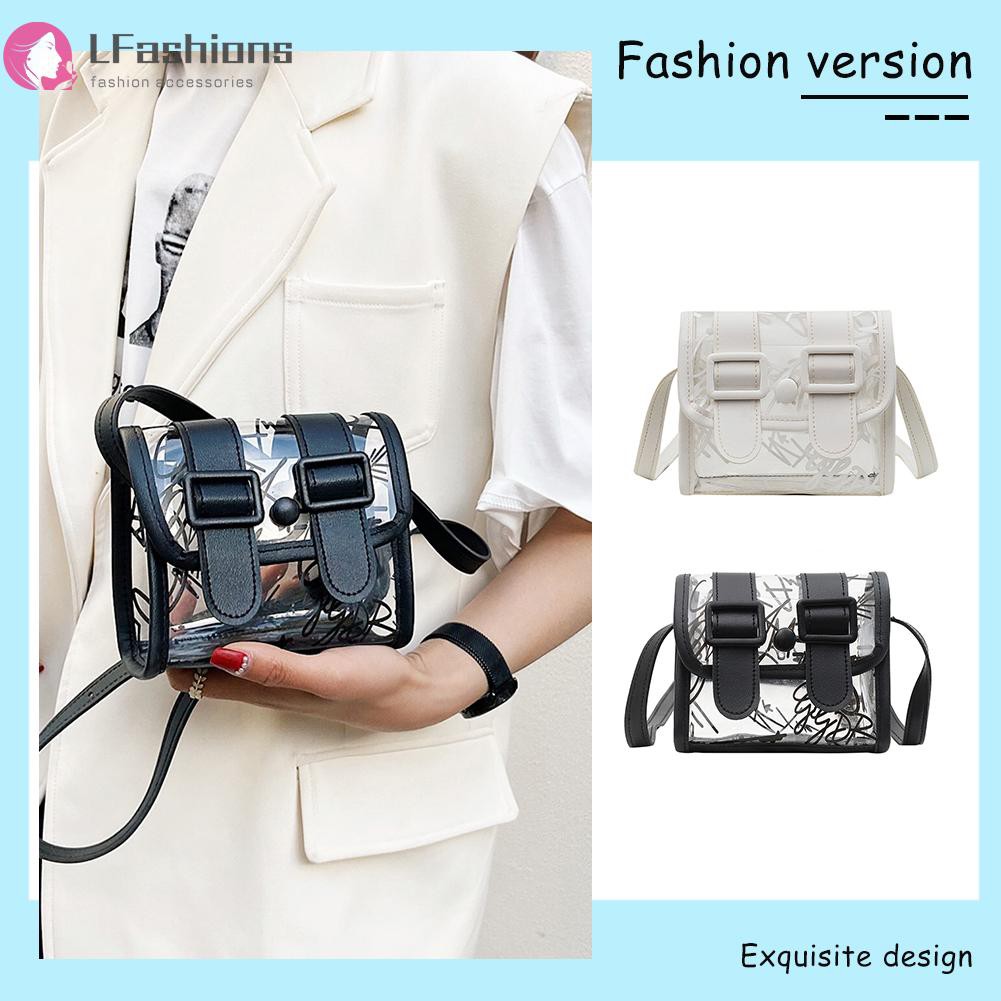 Fashion Women Transparent Graffiti Print Shoulder Bag Casual Mini Handbag