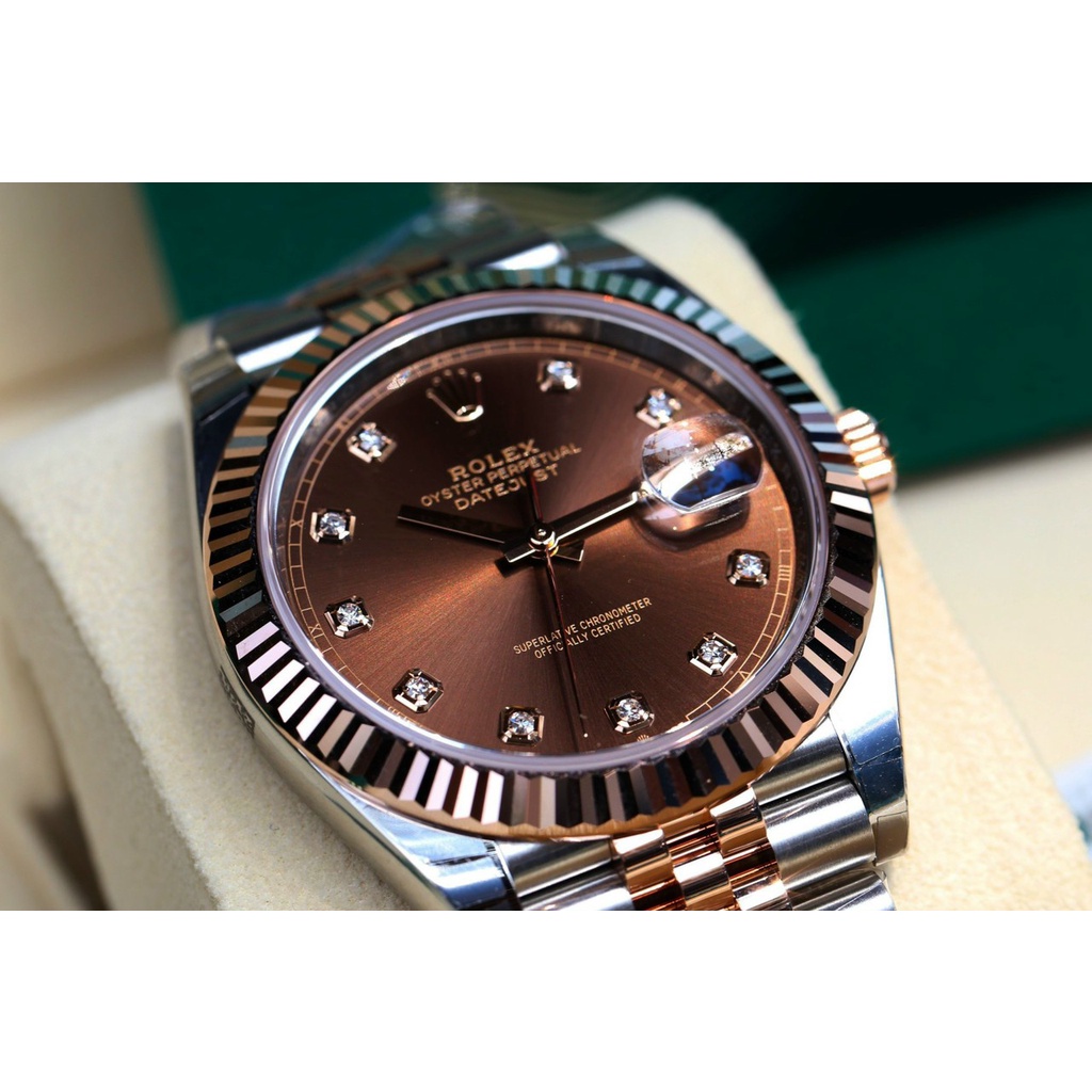 Đồng hồ Nam Rolex máy nhật mặt cafe đơ mi 41mm dòng cơ Automatic