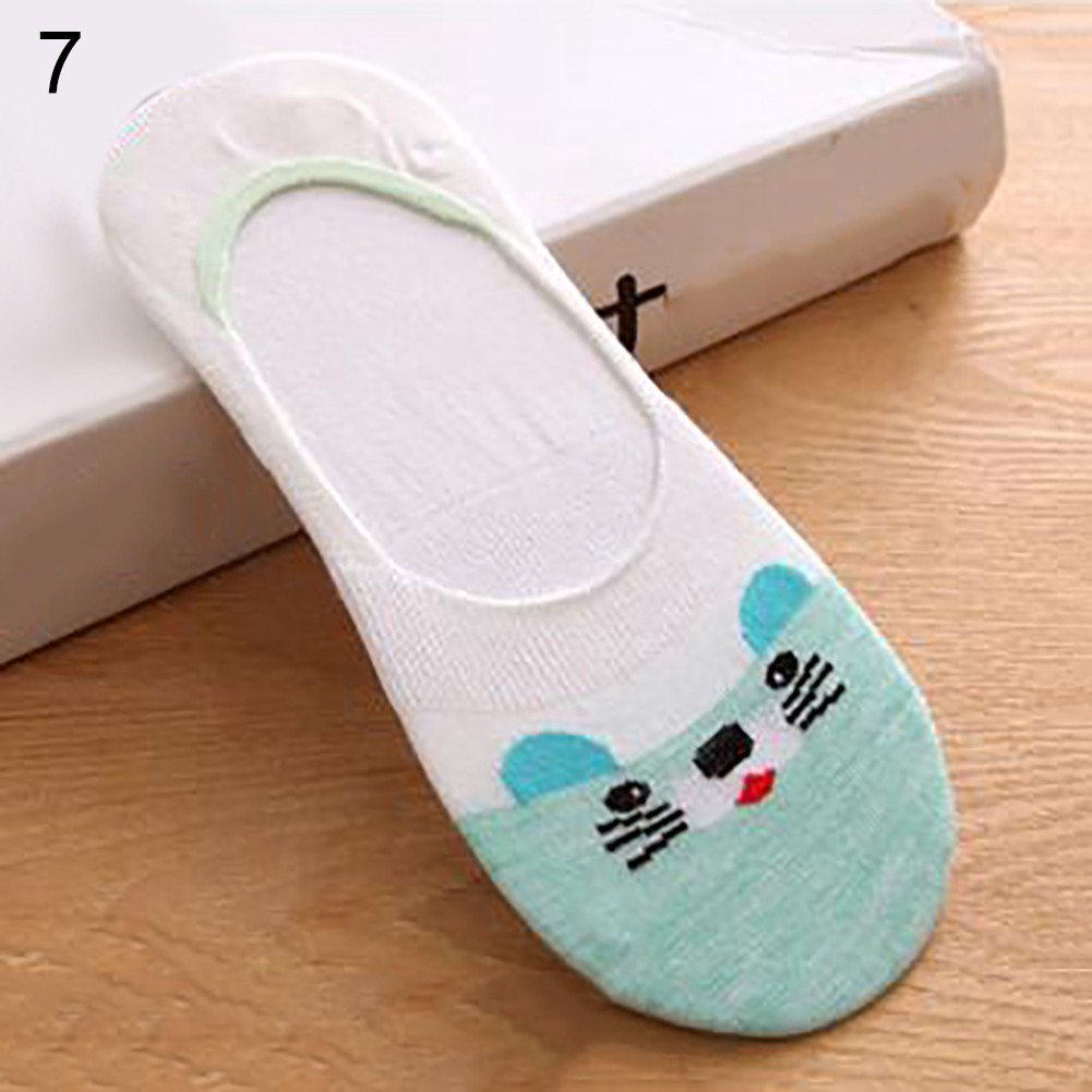 Vớ cotton cổ thấp chống trượt họa tiết các con vật đáng yêu dành cho nữ