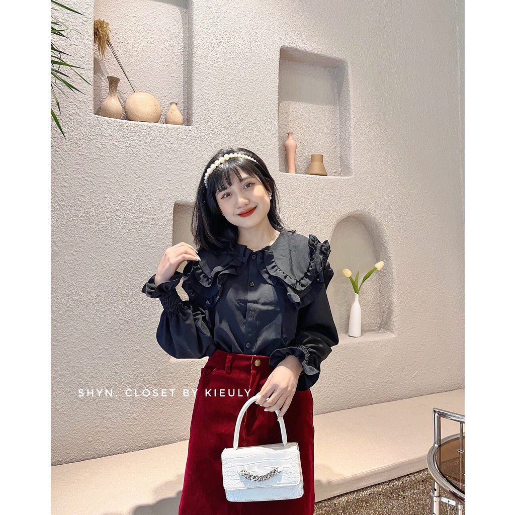 Áo sơ mi nữ vintage cổ bèo tay phồng tiểu thư xinh xắn, Áo sơmi trắng ulzzang cho nữ-Shyn.closet | BigBuy360 - bigbuy360.vn