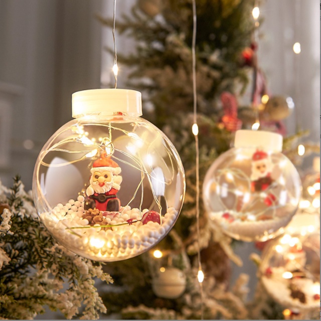 Đèn Led Thả Rèm Bóng Tròn Trang Trí Giáng Sinh, Cửa Sổ, Hình Ông Già Noel, Cắm Điện
