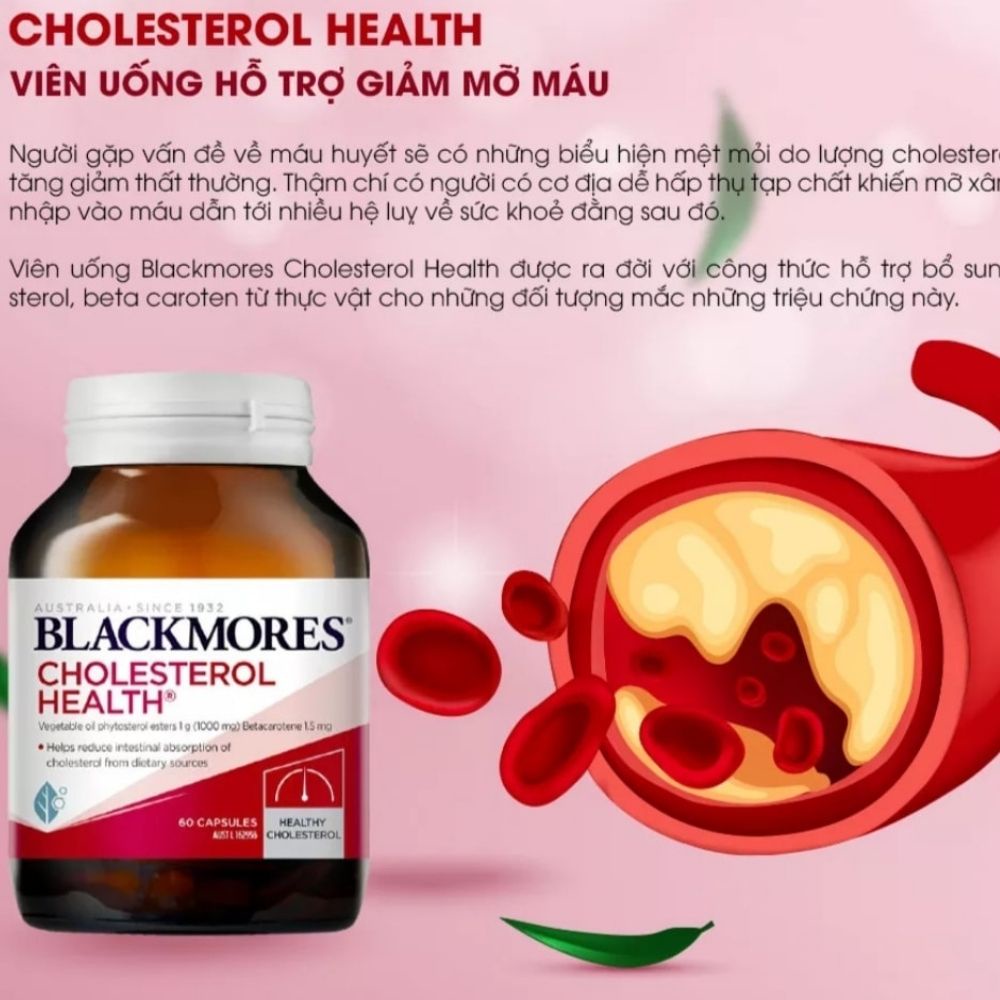 Viên uống Blackmores Cholesterol Health của úc 60 viên giảm mỡ máu, giúp duy trì mức cholesterol khỏe mạnh
