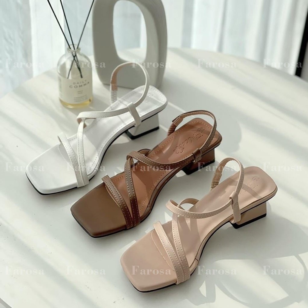 Sandal quai ngang trơn gót trụ vát kiểu mới mã L198
