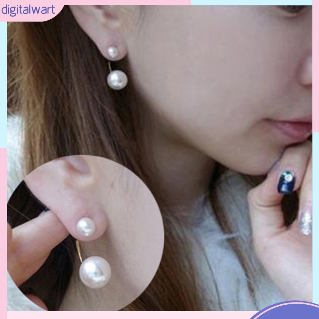 Cặp khuyên tai thiết kế 2 ngọc trai nhân tạo sang trọng đáng yêu dành cho nữ