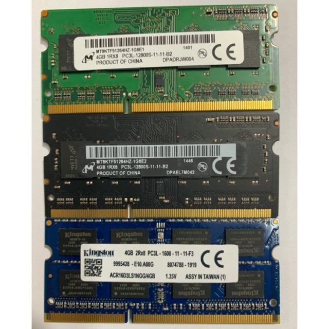 [Mã ELFLASH2 hoàn 10K xu đơn 20K] Ram Laptop DDR3L( PC3L) 8GB 4GB 2GB Bus 1600 MHz