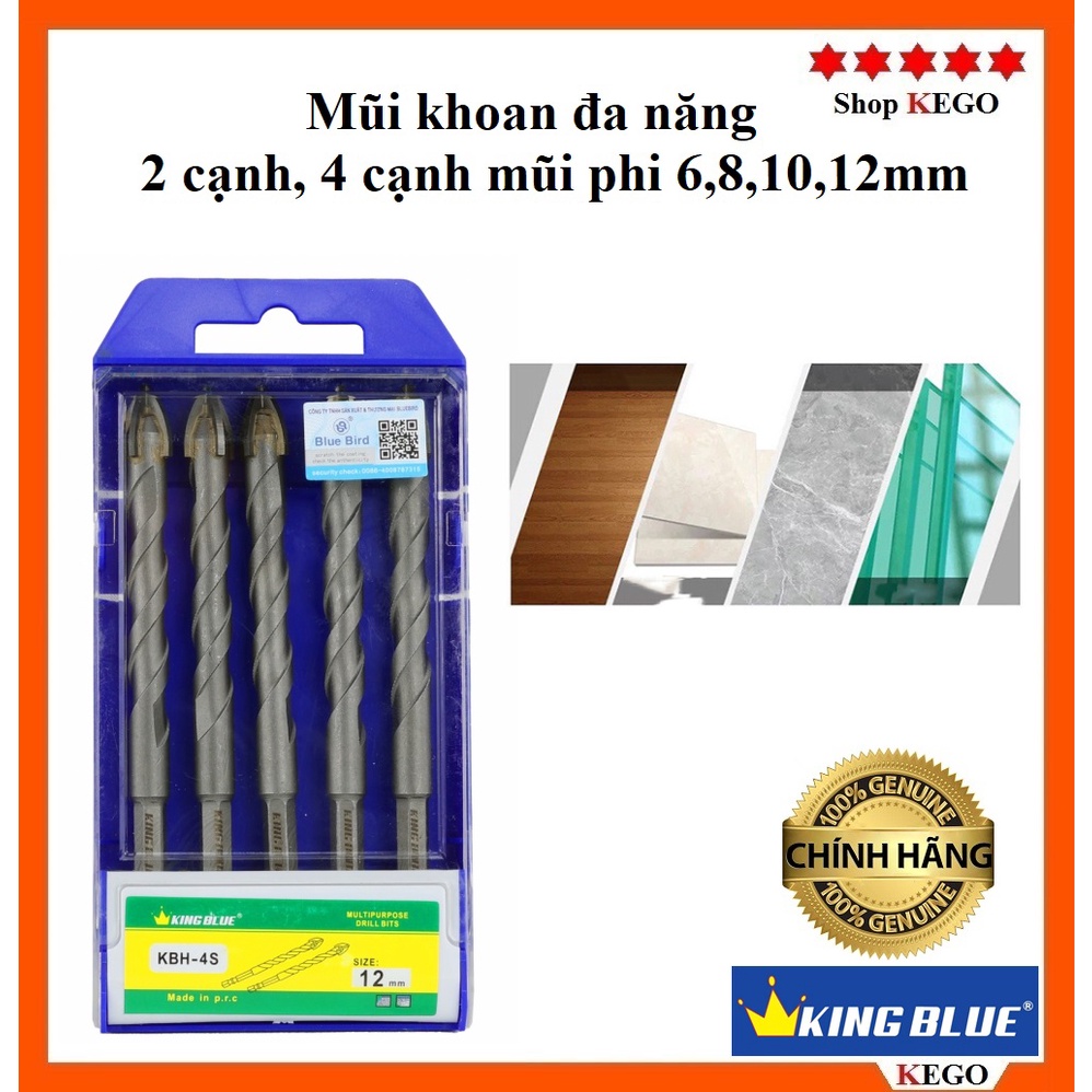 [CHÍNH HÃNG] Mũi khoan gạch, tường, bê tông đa năng 2 cạnh, 4 cạnh chuôi lục giác mũi phi 6,8,10,12mm (giá 1 chiếc)