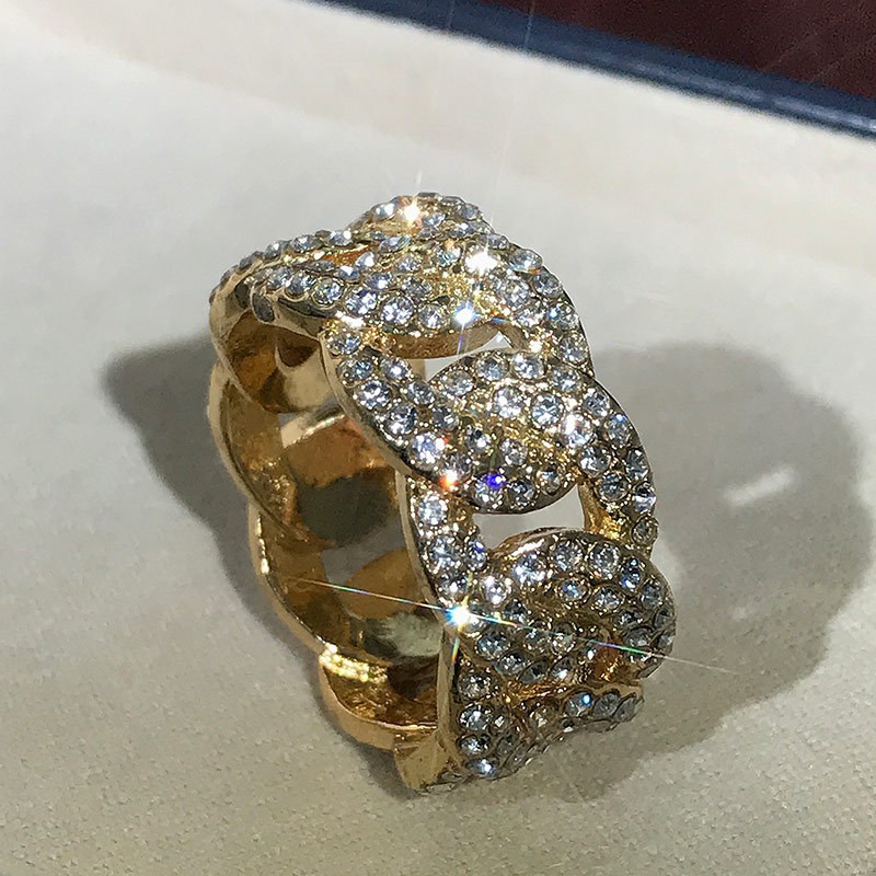 weiweijewelry/Nhẫn vàng 24K thời trang nam Nhẫn đính hôn kim cương sang trọng