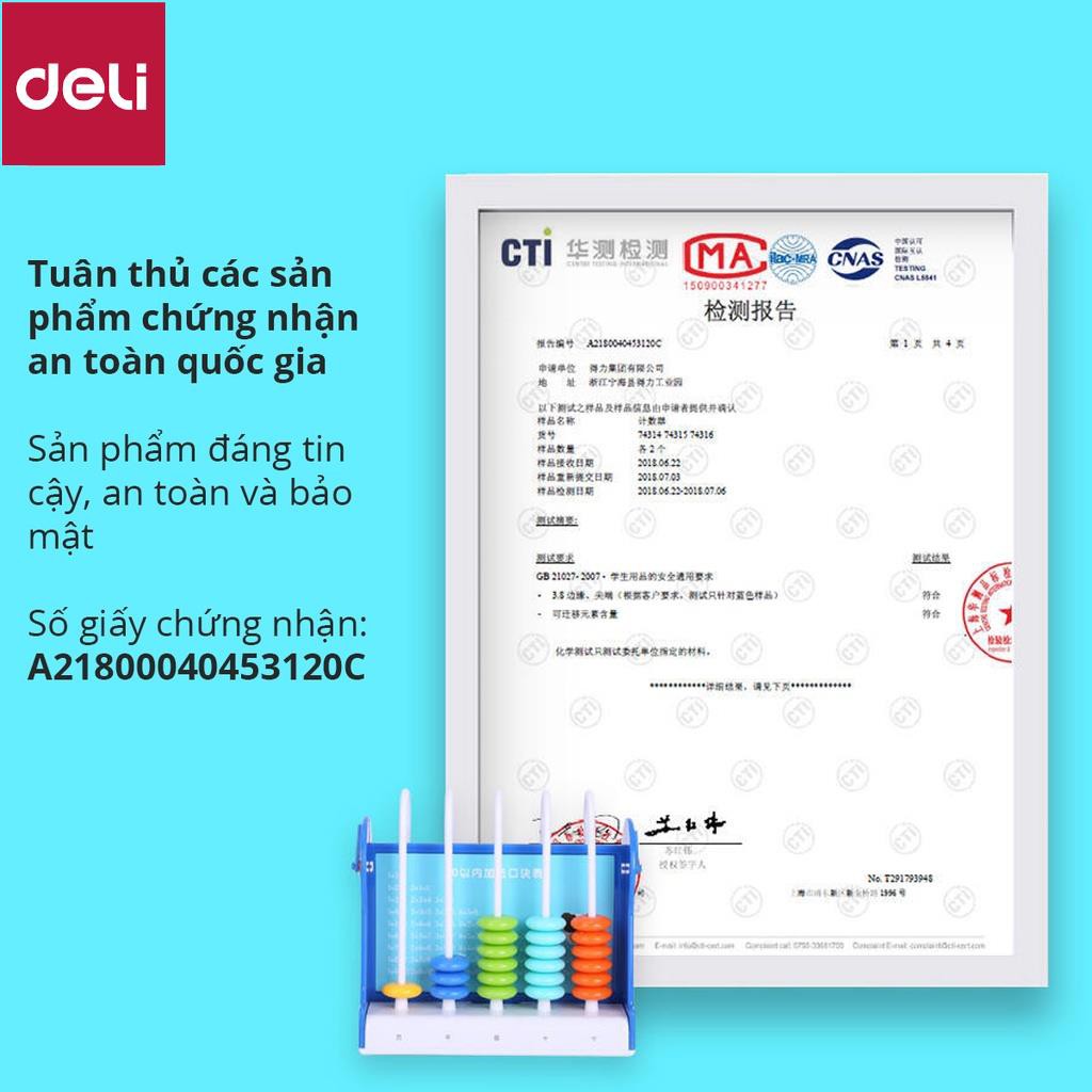 Bàn tính hạt 5 cột dành cho học sinh tiểu học Deli - 74314 [Deli]