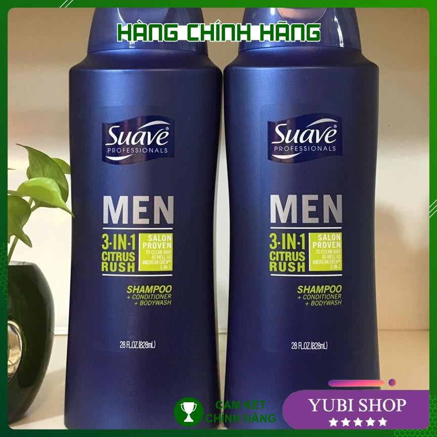 [HÀNG AUTH] DẦU GỘI SUAVE MEN 3 IN 1 - NHẬT BẢN - SỮA TẮM GỘI TOÀN THÂN SUAVE MEN 3 IN 1 CITRUS RUSH 828ML