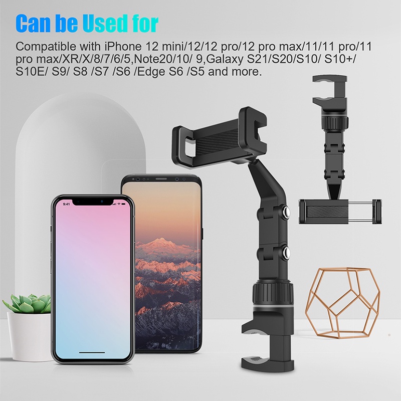 Giá đỡ kẹp điện thoại SEAMETAL xoay 360 ° tự động gắn gương chiếu hậu tựa đầu phụ kiện dành cho xe hơi