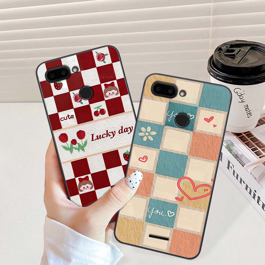 Ốp Xiaomi Redmi 6 caro trái tim cá tính, thời trang siêu đẹp, siêu phong cách