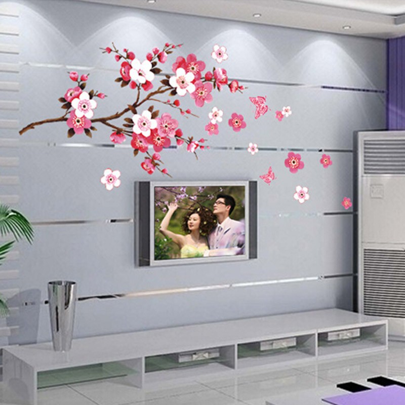 Miếng dán tường phòng ngủ hình hoa đào Sakura