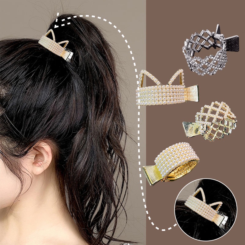 Kẹp Tóc Hình Tai Mèo Đính Ngọc Trai Thời Trang
