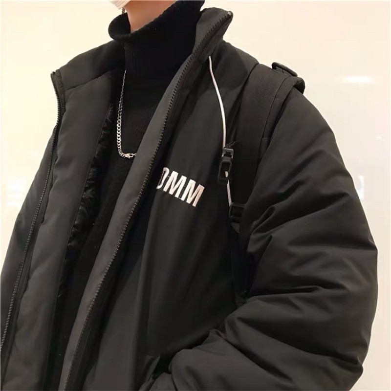 Áo khoác phao màu đen in chữ FOMM couple | Áo khoác đôi Unisex Ulzzang siêu chất ❤️
