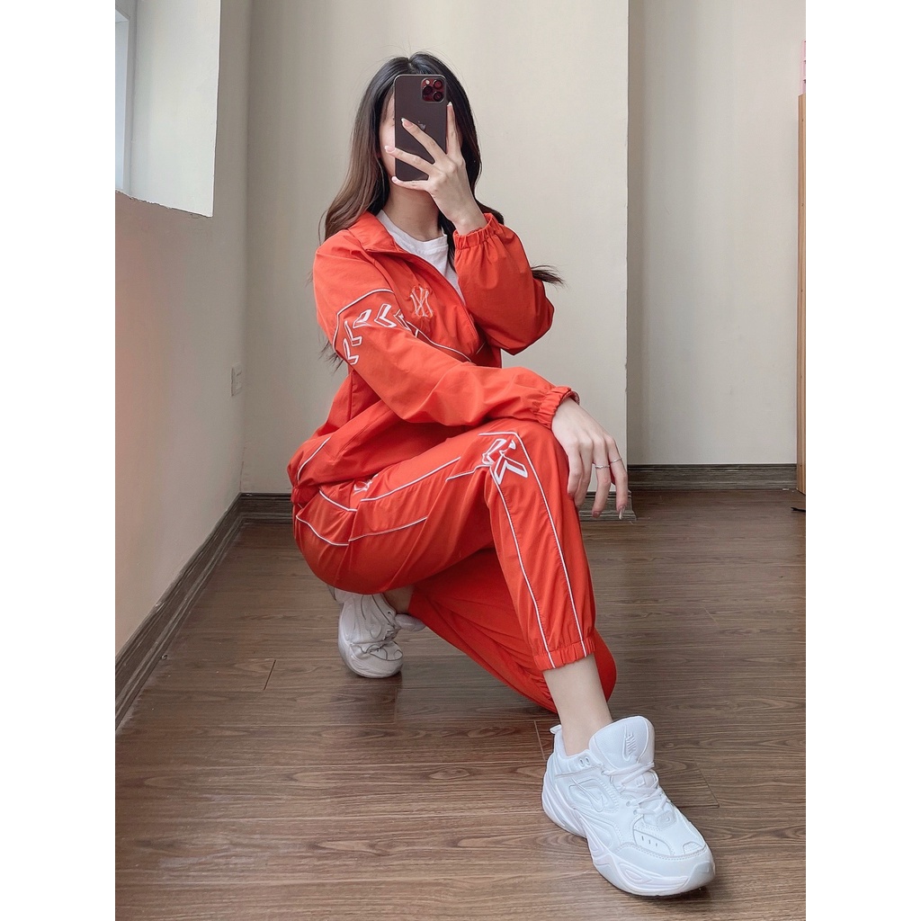 (HÀNG XUẤT XỊN) Set bộ gió nữ CAM 2 lớp ÁO LÓT LƯỚI N//Y, LƯNG SAU IN, NGỰC THÊU VIỀN. LOGO,KHOÁ TÚI QUẦN.