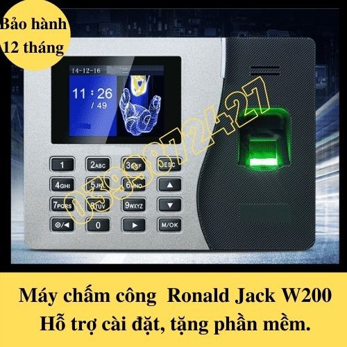 Máy chấm công - Máy kiểm tra vân tay Ronald Jack W200 [Tặng phần mềm và hỗ trợ cài đặt]