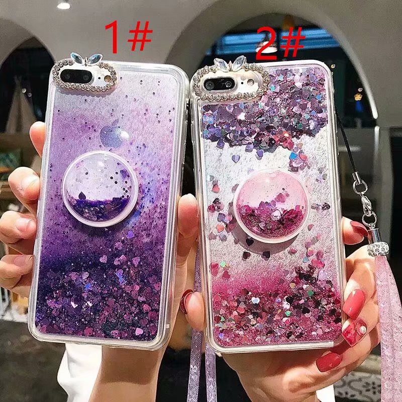 Ốp lưng kim tuyến nước có núm chống đứng độc đáo cho điện thoại iPhone 5 5S SE 6 6S 7 8 plus X XS XR MAX