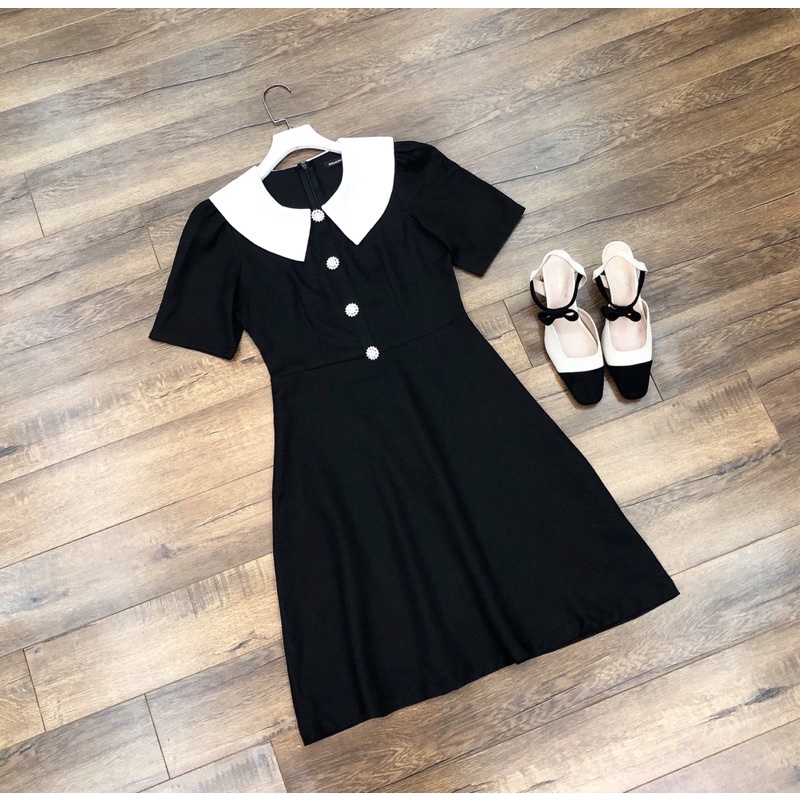 [ ẢNH THẬT + VIDEO] Váy dạ cổ sen khuy đá hàng tk cao cấp 2 lớp