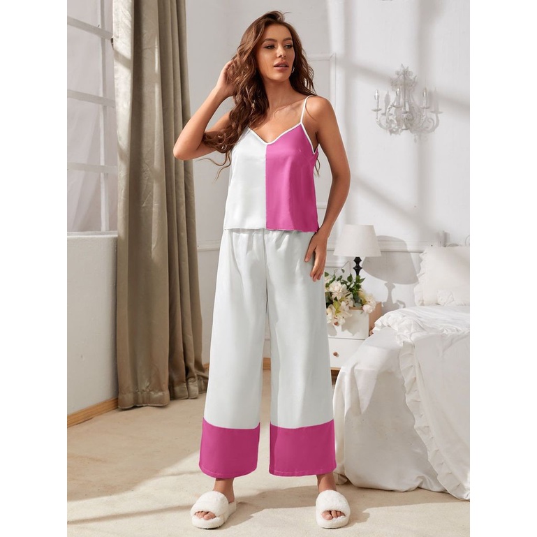 Bộ Đồ Ngủ Bằng Lụa Mát Hai Màu Sắc Thời Trang Mùa Hè Dành Cho Nữ