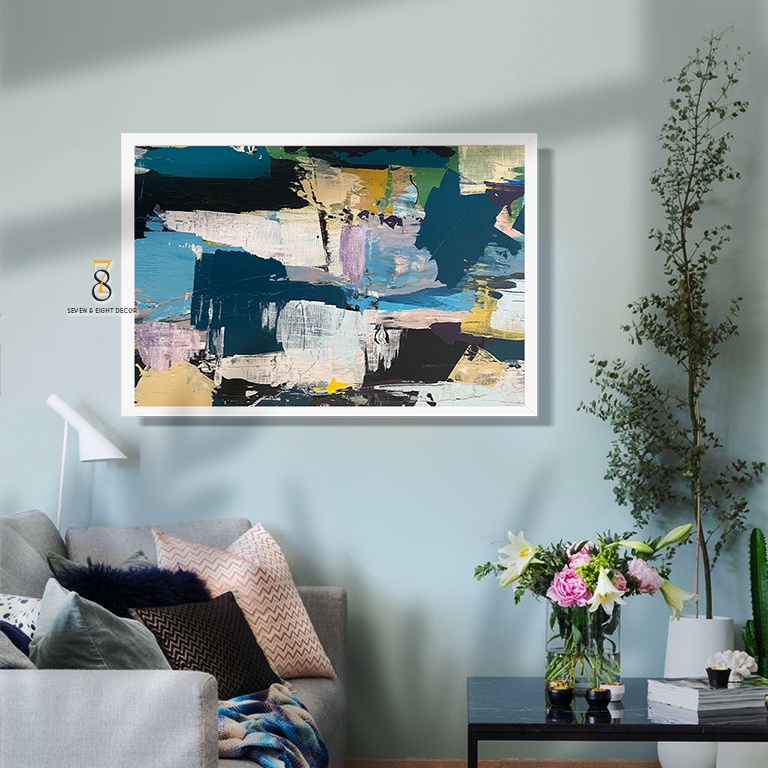 Tranh Canvas | Tranh Trừu Tượng Phong Cách Sơn Dầu 1FHOIL014 | Tranh Căng Khung Cao Cấp | Tặng Kèm Đinh Đa Năng