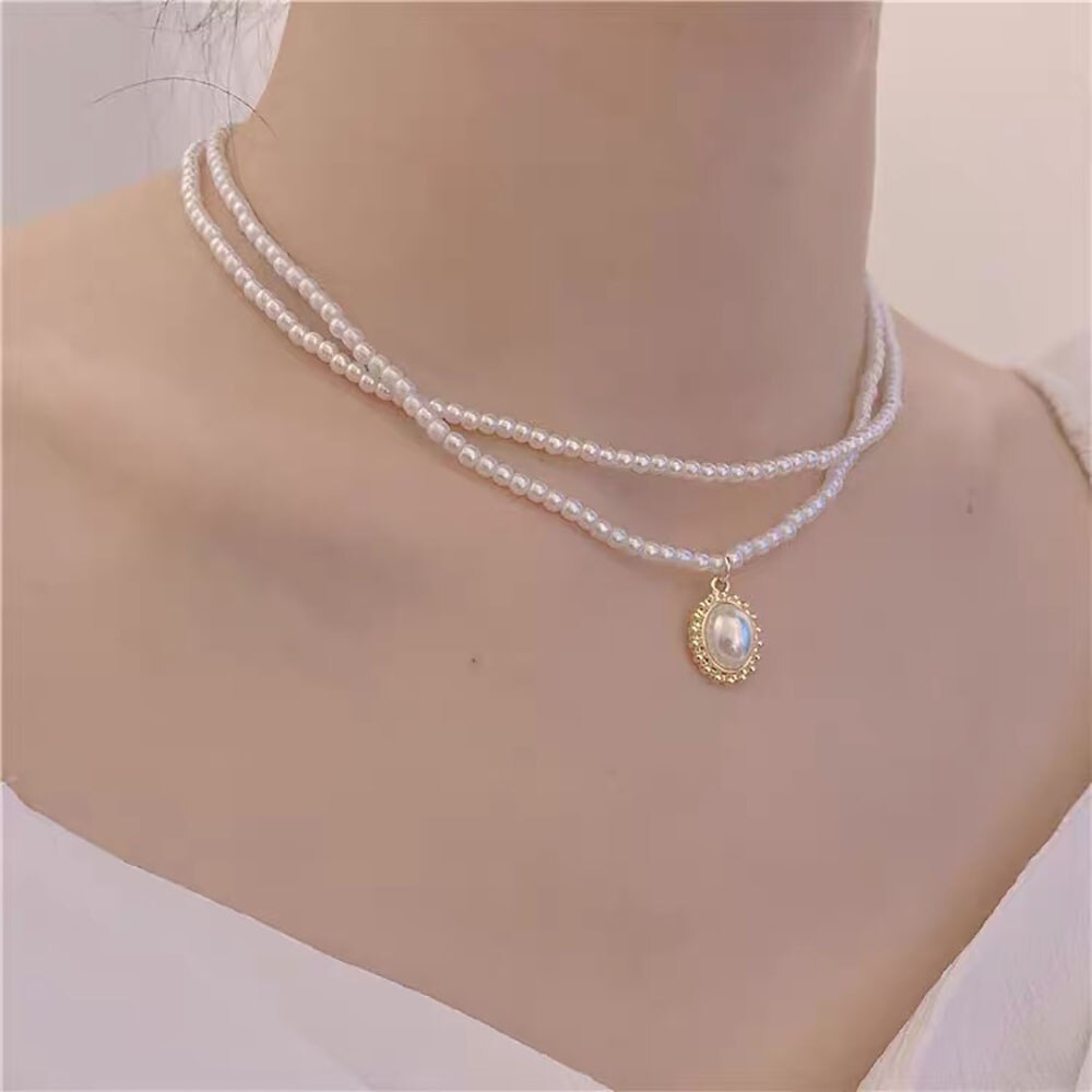 Vòng Cổ Choker Đính Hạt Ngọc Trai Sang Trọng Cổ Điển Thời Trang Mùa Hè Cho Nữ