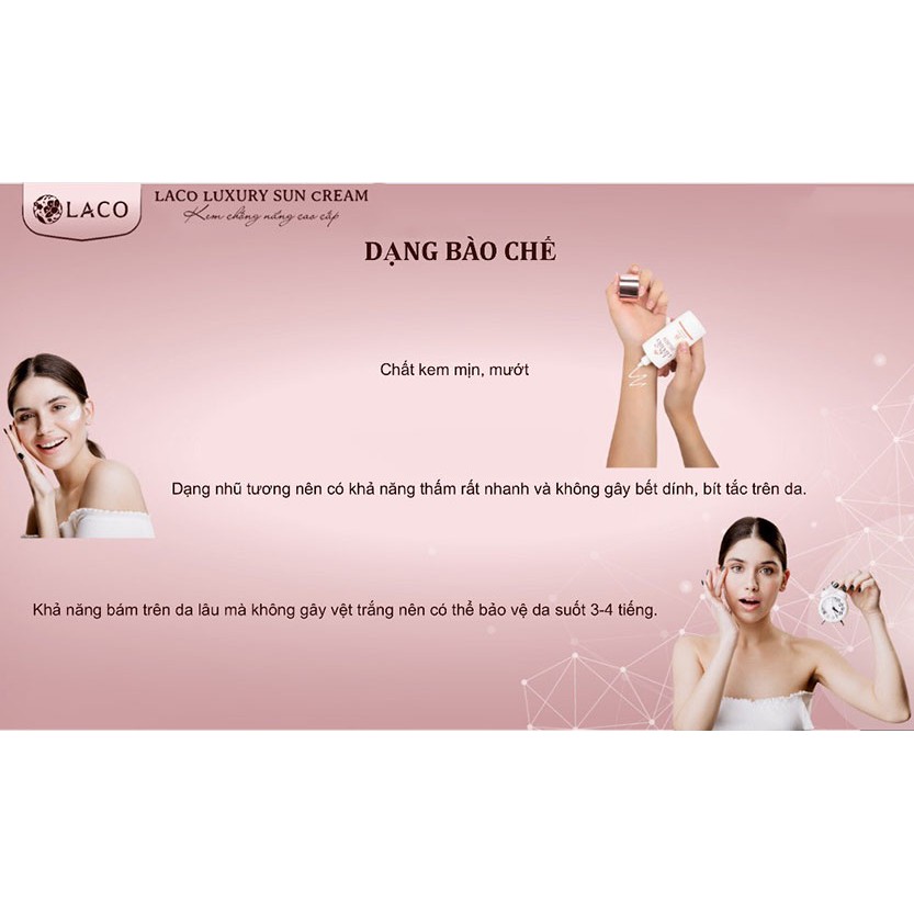 [XÃ HÀNG + QUÀ] Kem chống nắng vật lý Laco Luxury Sun Cream 50ml SPF45 không nhờn kiềm dầu phù hợp mọi loại da + quà 30k | BigBuy360 - bigbuy360.vn
