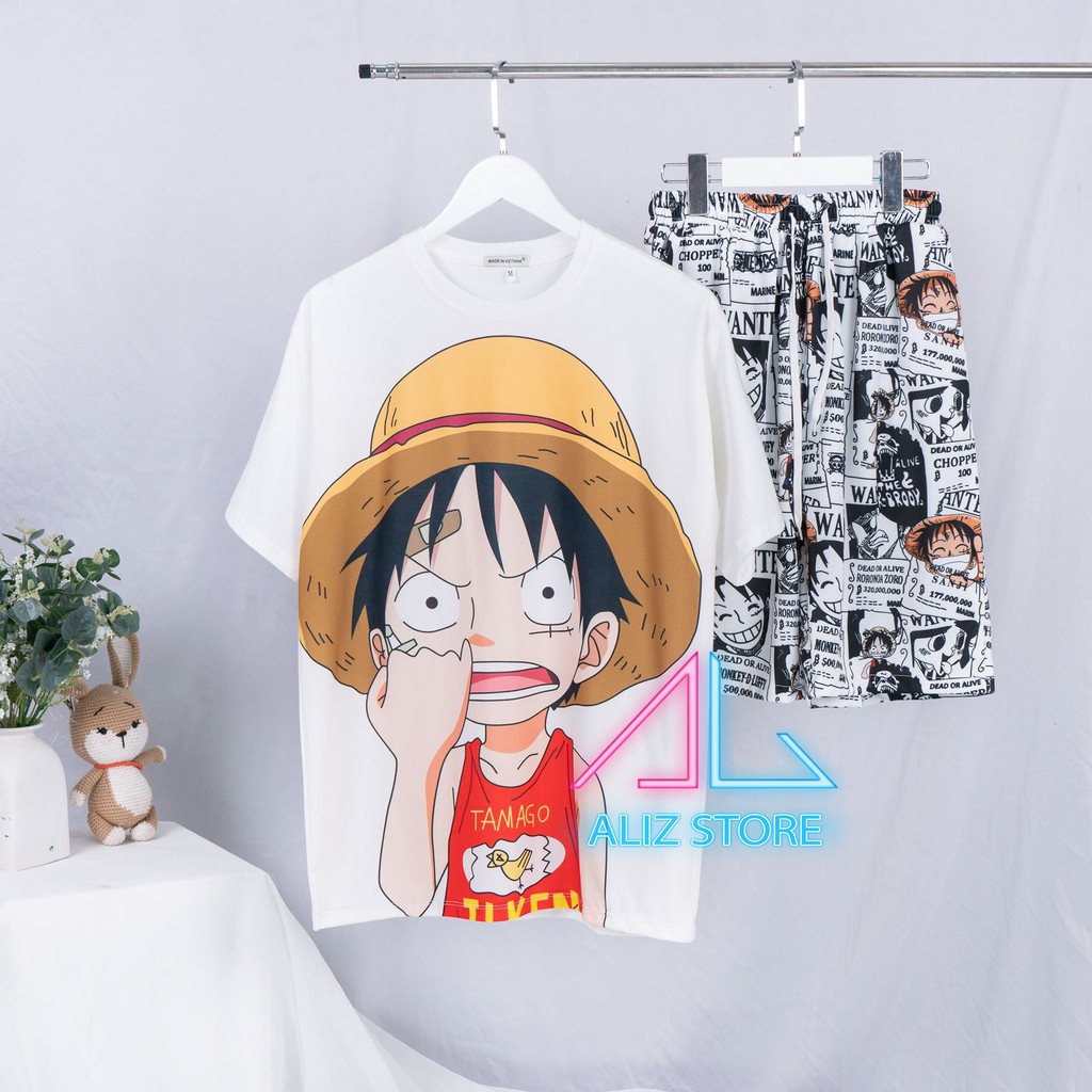Set quần short Luffy Onepiece - 2 màu trắng đen | BigBuy360 - bigbuy360.vn