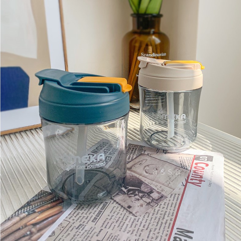 Bình Nước MINI 550ML Kèm Ống Hút Dễ Thương