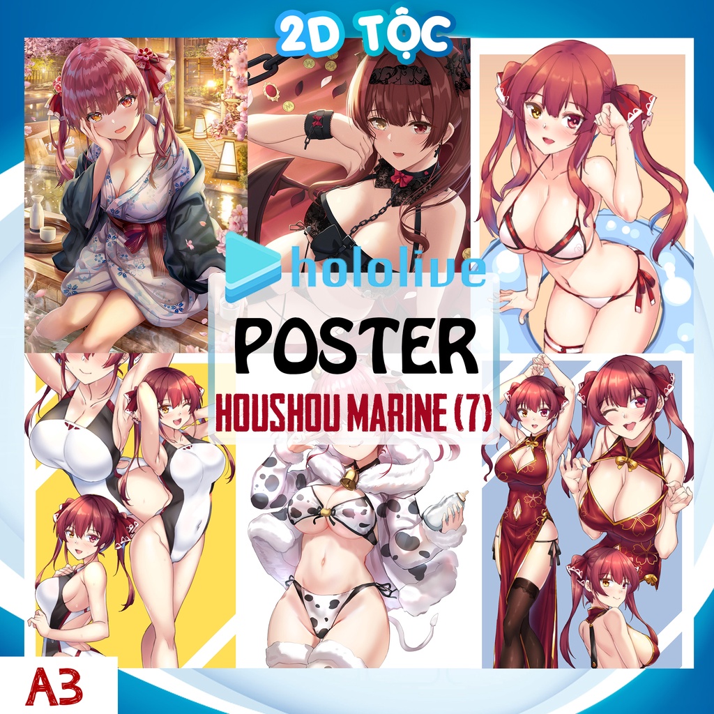 Poster A3 chất lượng chuẩn Houshou Marine Hololive (7) - 2D Tộc Shop