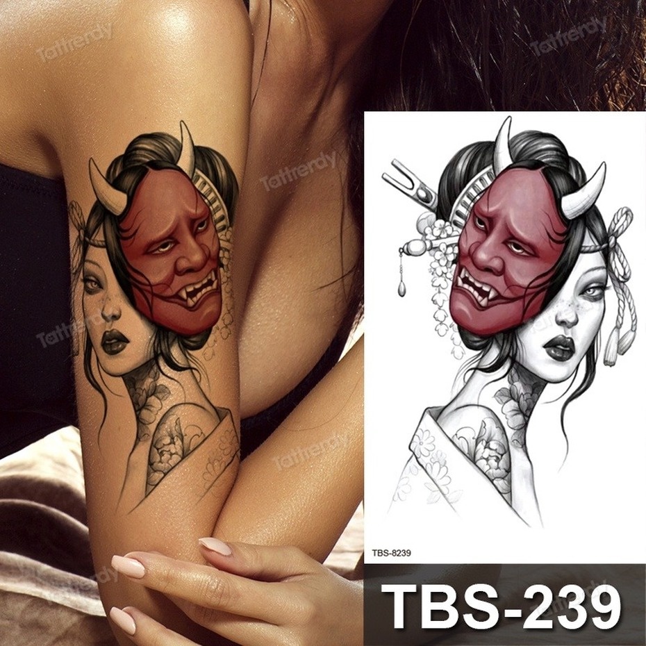 Hình Xăm Dán Tạm Thời Hình Geisha Phong Cách Nhật Bản Chống Thấm Nước Độc Đáo