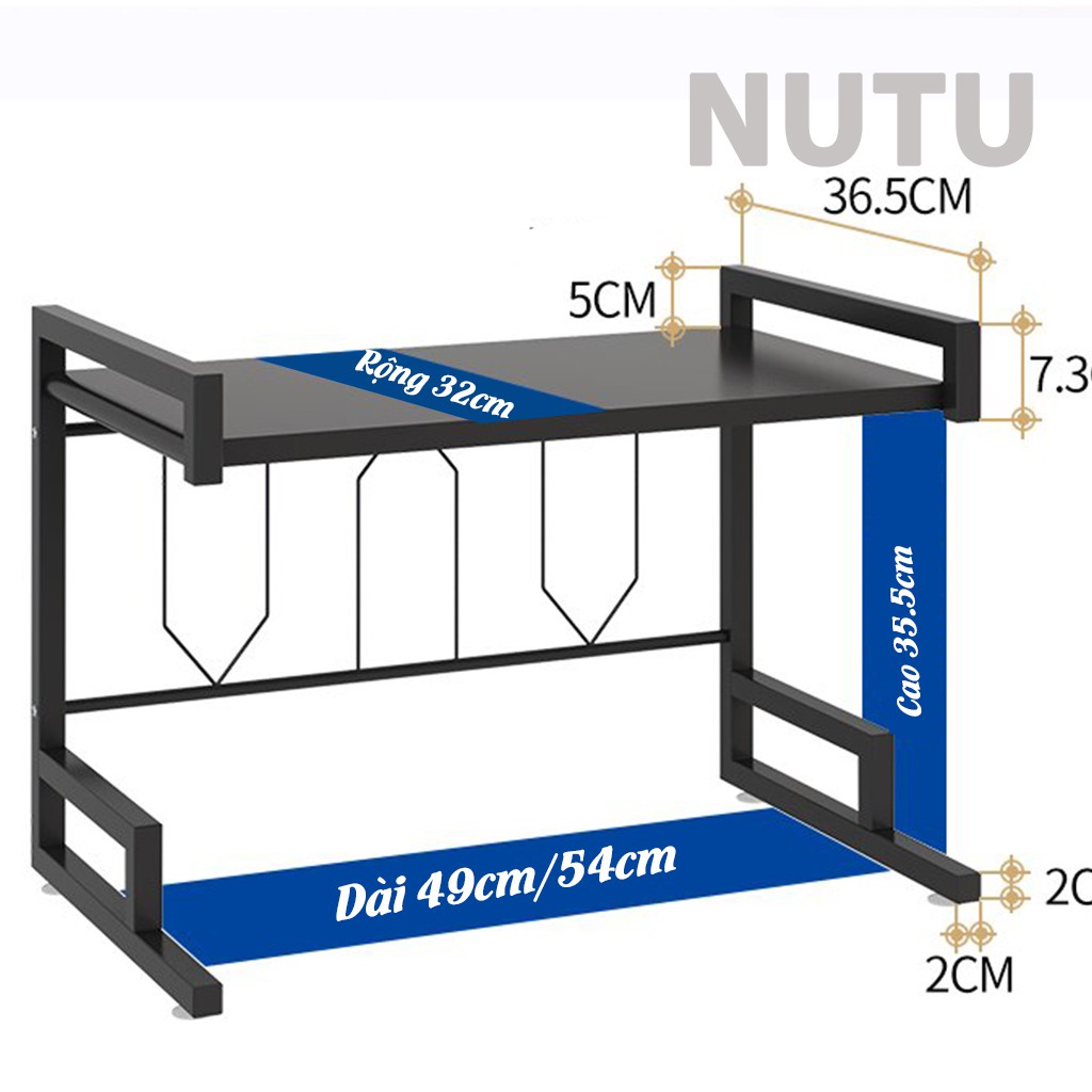 Kệ Để Lò Vi Sóng, Lò Nướng Chắc Chắn Dễ Lắp Ráp, Kệ Gia Vị Đa Năng 2 Tầng