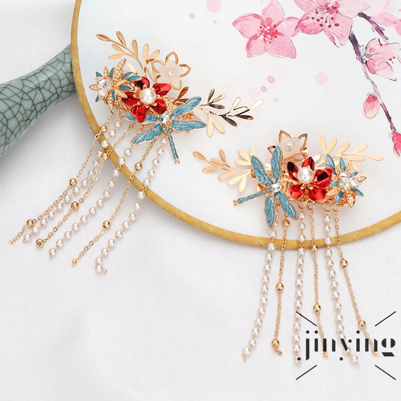 GETNOIVAS Set 1 cặp kẹp tóc hoa chuồn chuồn cho nữ