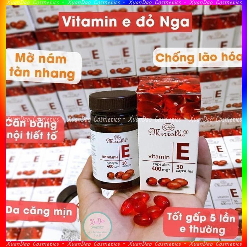 Vitamin e XuanDao vitamin e đỏ Nga Mirrolla mẫu mới lọ nhựa 30 viên, hàm lượng 270mg và 400mg