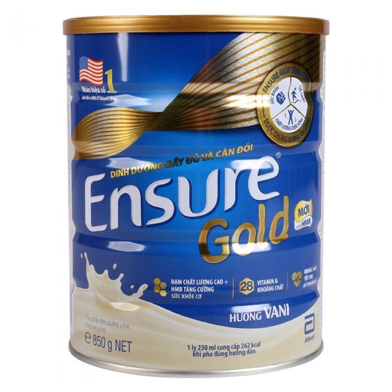 Sữa Bột Ensure Gold HMB Hương Vani Hộp 850g