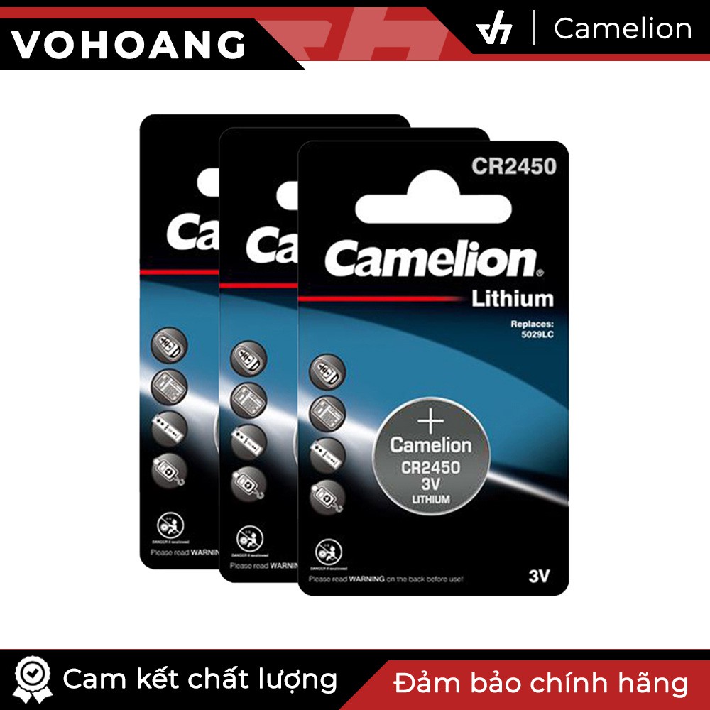 Bộ 3 Pin Camelion CR2450 - Dùng cho remote, máy tính bỏ túi, cân điện tử,…