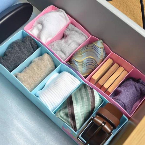 Hộp đựng tất, đồ lót, phụ kiện 5 ngăn bằng nhựa tiết kiệm không gian