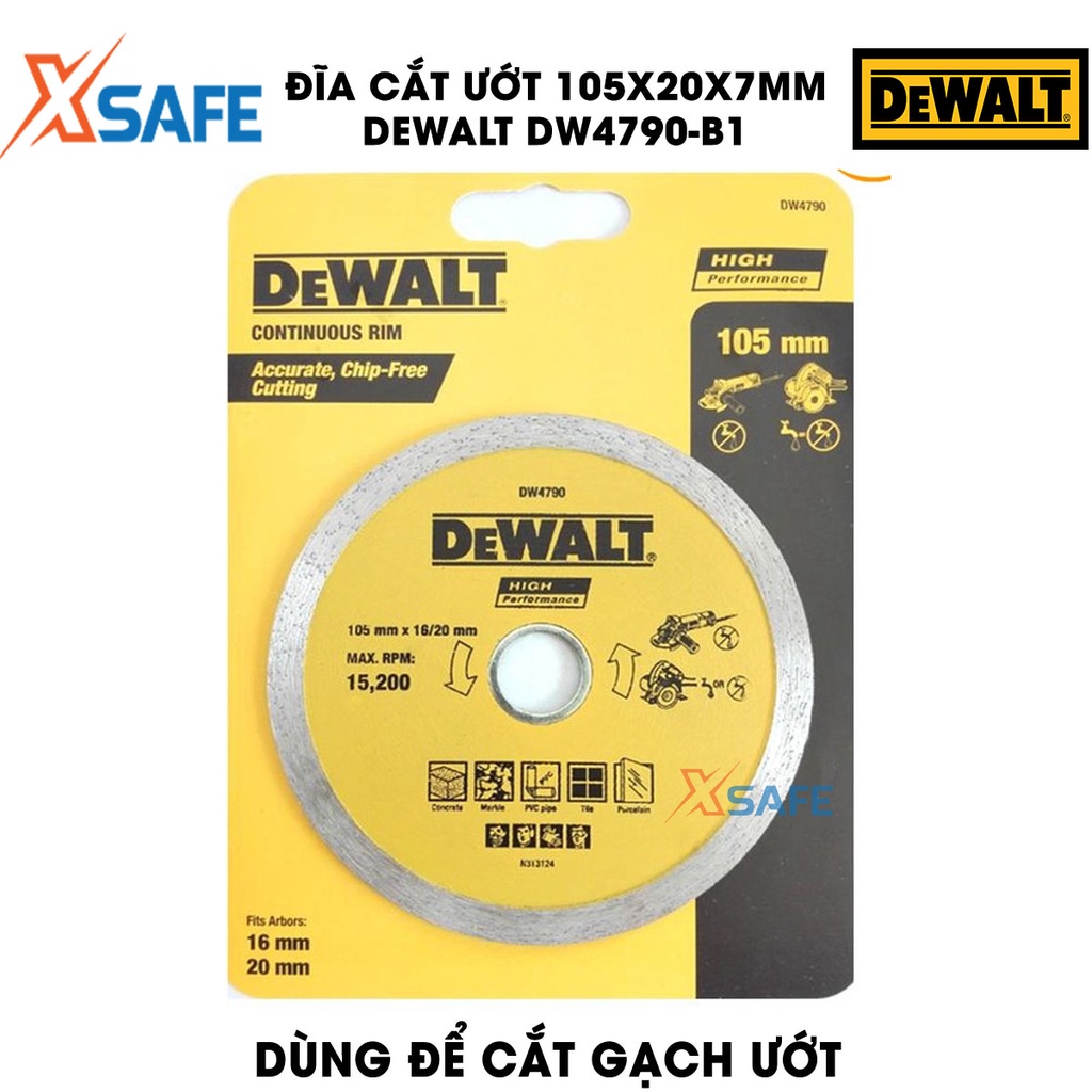 Đĩa cắt ướt DEWALT DW4790-B1 105x20x7mm công nghệ Mỹ Lưỡi cắt DeWalt đường kính lưỡi cắt 105mm dùng cắt gạch ướt