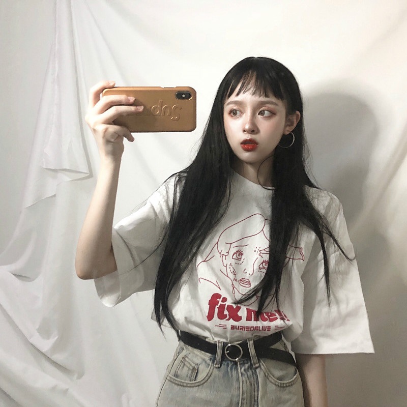 NRVP 2021 new summer Korean style loose plus size blouse mid-length short-sleeved t-shirt women tees