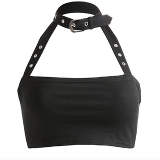 Áo croptop phối choker cổ yếm