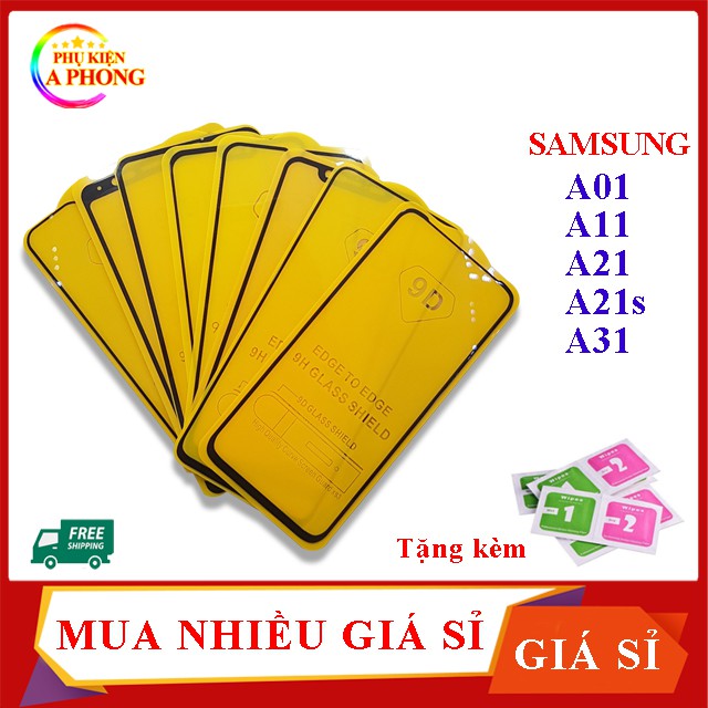 [Mua 5 Cái Là Có Giá Sỉ] Kính cường lực samsung A01, A11, A21, A21s, A31, Cường lực samsung 9d Full màn + Tặng giấy lau