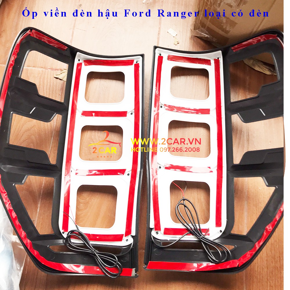 Ốp viền đèn Pha + Hậu Ford Ranger 2016-2019 có đèn LED