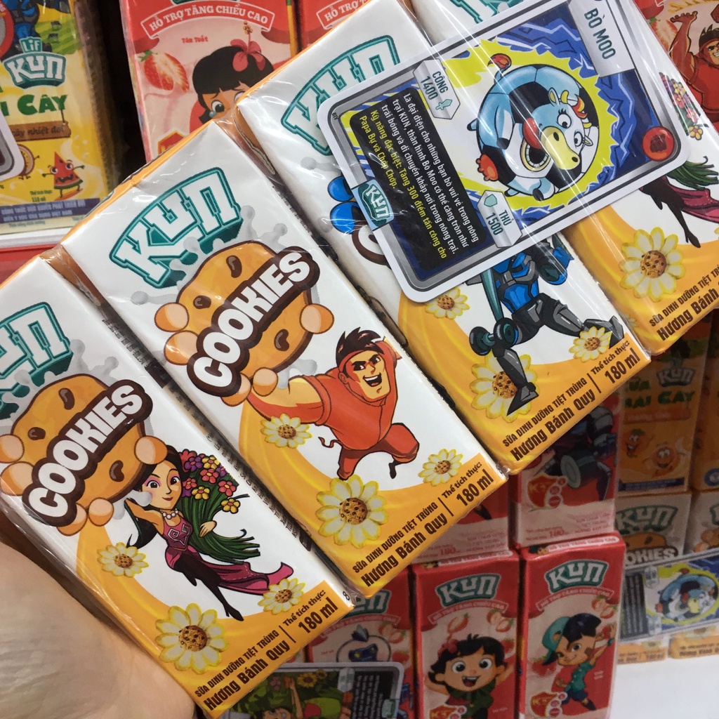Sữa dinh dưỡng tiệt trùng hương bánh quy KUN Cookies lốc 4 hộp x 180ml
