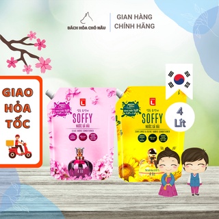 XẢ KHO - Nước Xả Vải Hàn Quốc Soffy Choice L Hương Tử Đinh Hương/ Olive & Hướng Dương 4 Lít/ Túi Tiết Kiệm